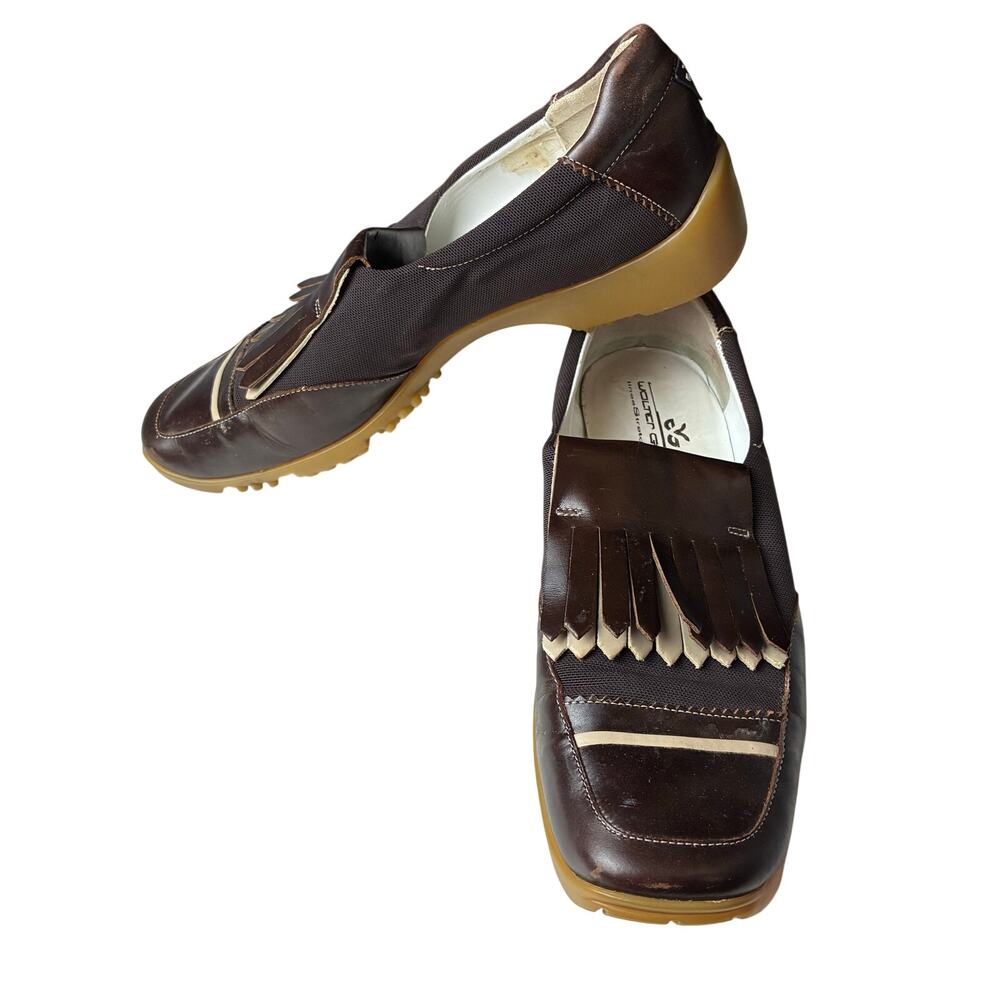 Walter Genuin Golf Shoes Linea Stretch Womens 39/8-8.5 Brown Italy Kiltie Fringe